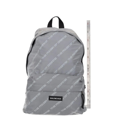 BALENCIAGA Mens Backpack Grey Nylon White All Over Logo Strap Size L RRP 950 — View 5