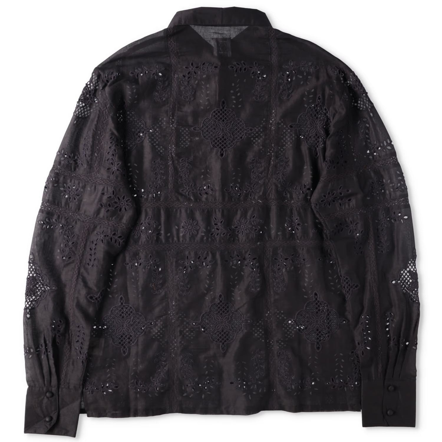 73 LONDON Mens Cut Work Broderie Long Sleeve Shirt Button-Up Black 42 RRP 443.9 — View 9