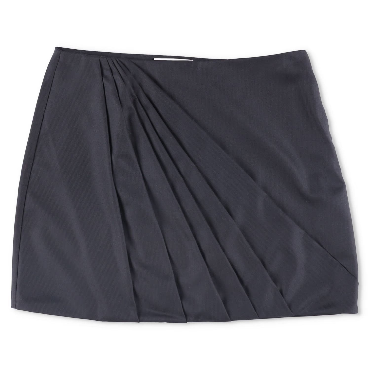 RACIL Womens Misha Mini Skirt Herringbone Wool High Waist Draped Black 4 RRP 420
