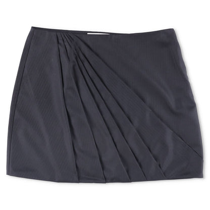 RACIL Womens Misha Mini Skirt Herringbone Wool High Waist Draped Black 4 RRP 420