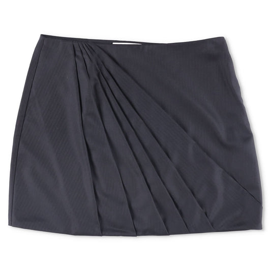 RACIL Womens Misha Mini Skirt Herringbone Wool High Waist Draped Black 4 RRP 420