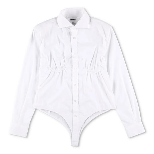 BETTTER Womens Fitted Bra Shirt White Basic Button-Up White Size S RRP 530