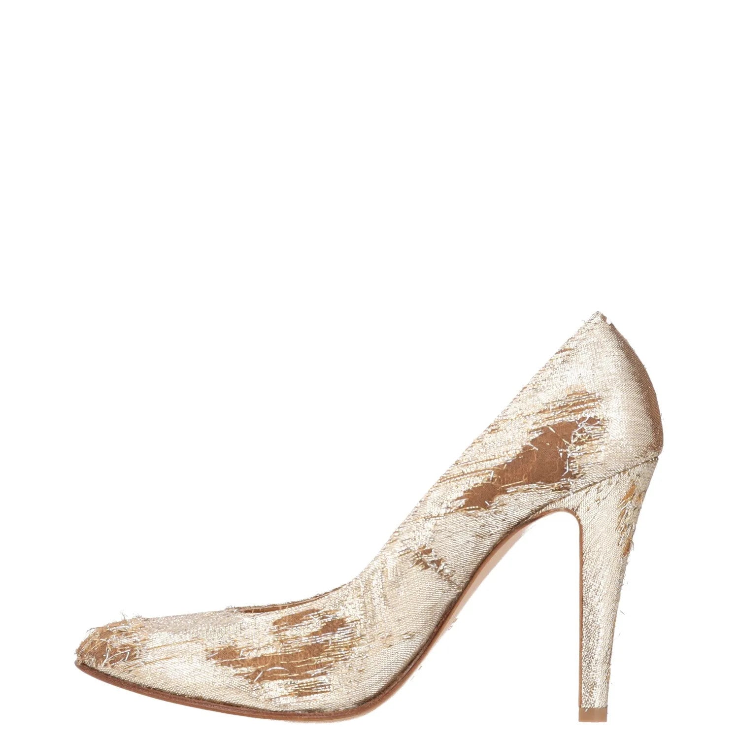 MAISON MARGIELA Womens Court Heels Gold Fabric Distressed EU 39.5 RRP 400 — View 3