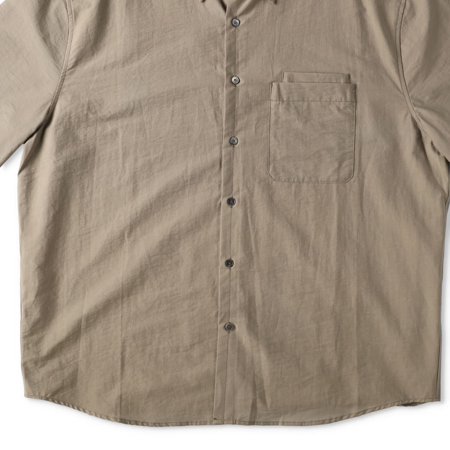 LEMAIRE Mens Double Pocket Short Sleeve Shirt Button-Up Collared Beige 50 RRP570 — View 2