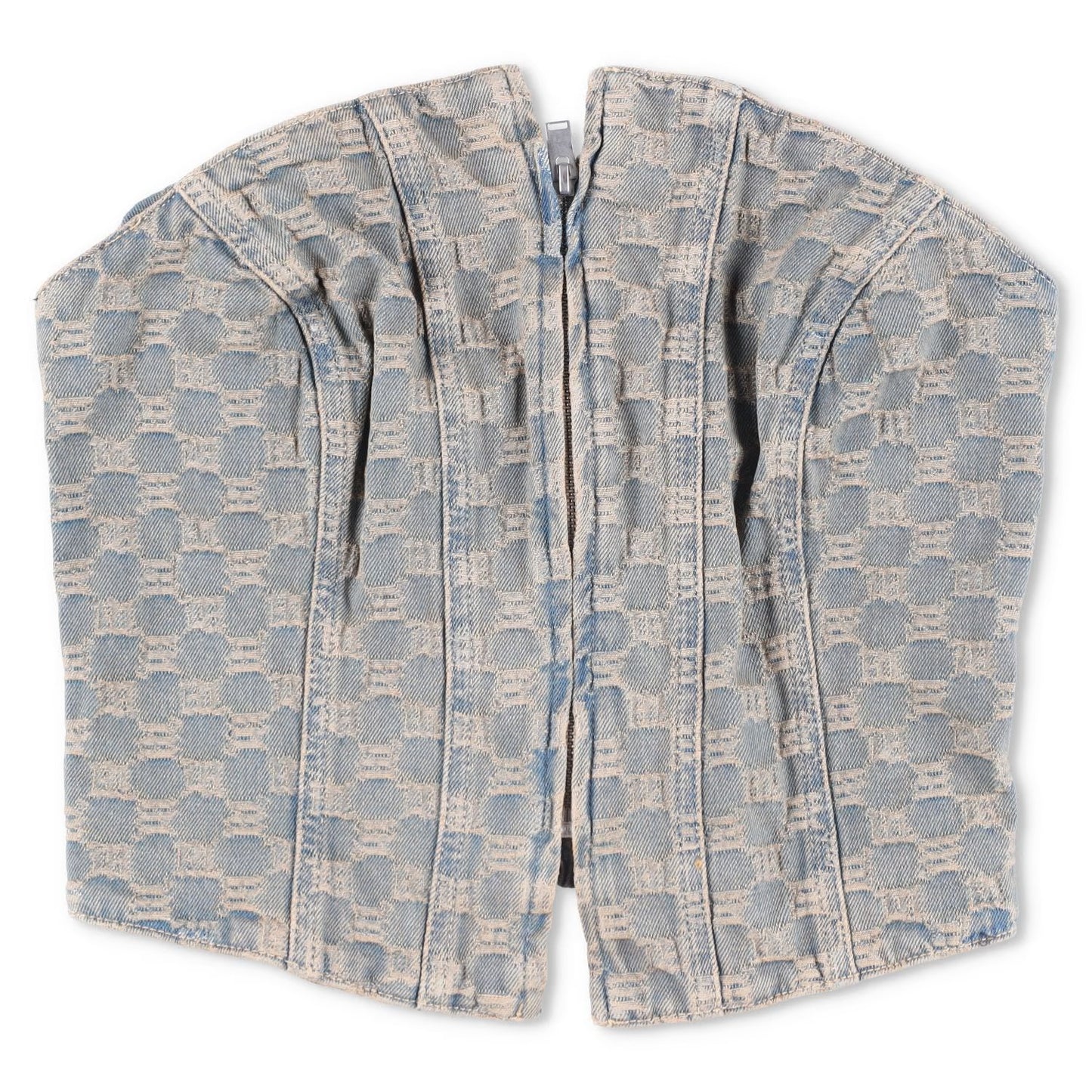 MISBHV Womens Jacquard Denim Monogram Corset Top Blue Cotton Size XL RRP 285