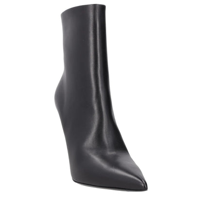 BALENCIAGA Womens Pointed Toe Booties Zip Closure Black Leather UK 6 RRP 875 — View 2
