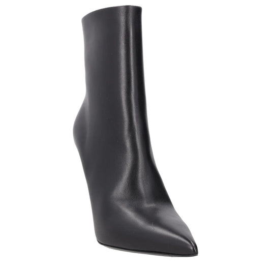 BALENCIAGA Womens Pointed Toe Booties Zip Closure Black Leather UK 6 RRP 875 — View 2