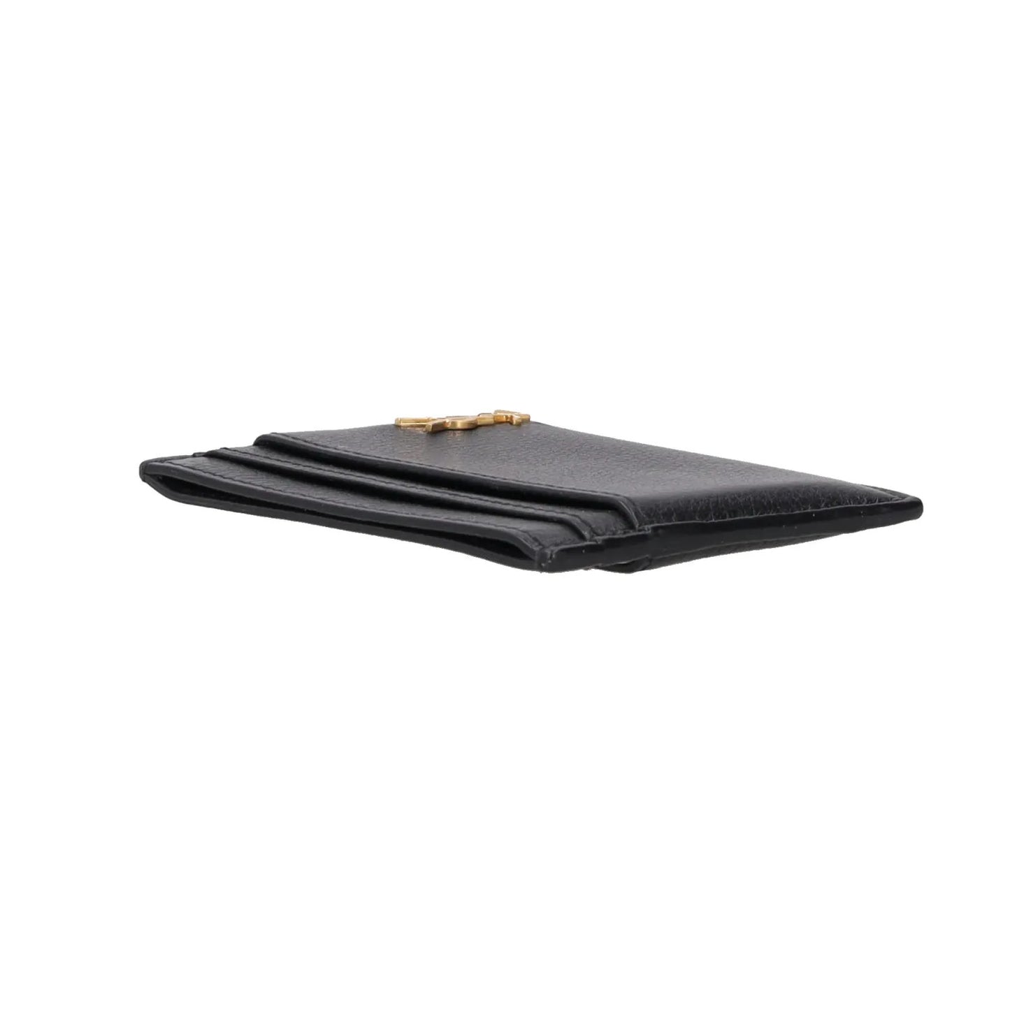 SAINT LAURENT Womens Tiny Monogramme Card Holder Black Gold One Size RRP 190 — View 7
