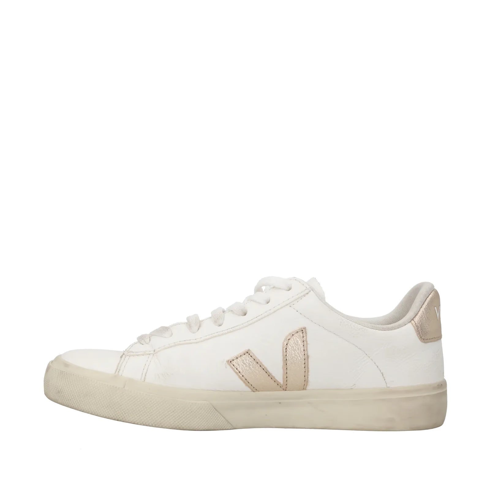 VEJA Womens Campo Sneaker Leather Low Top Lace Up White Metallic Logo UK6 RRP152 — View 4