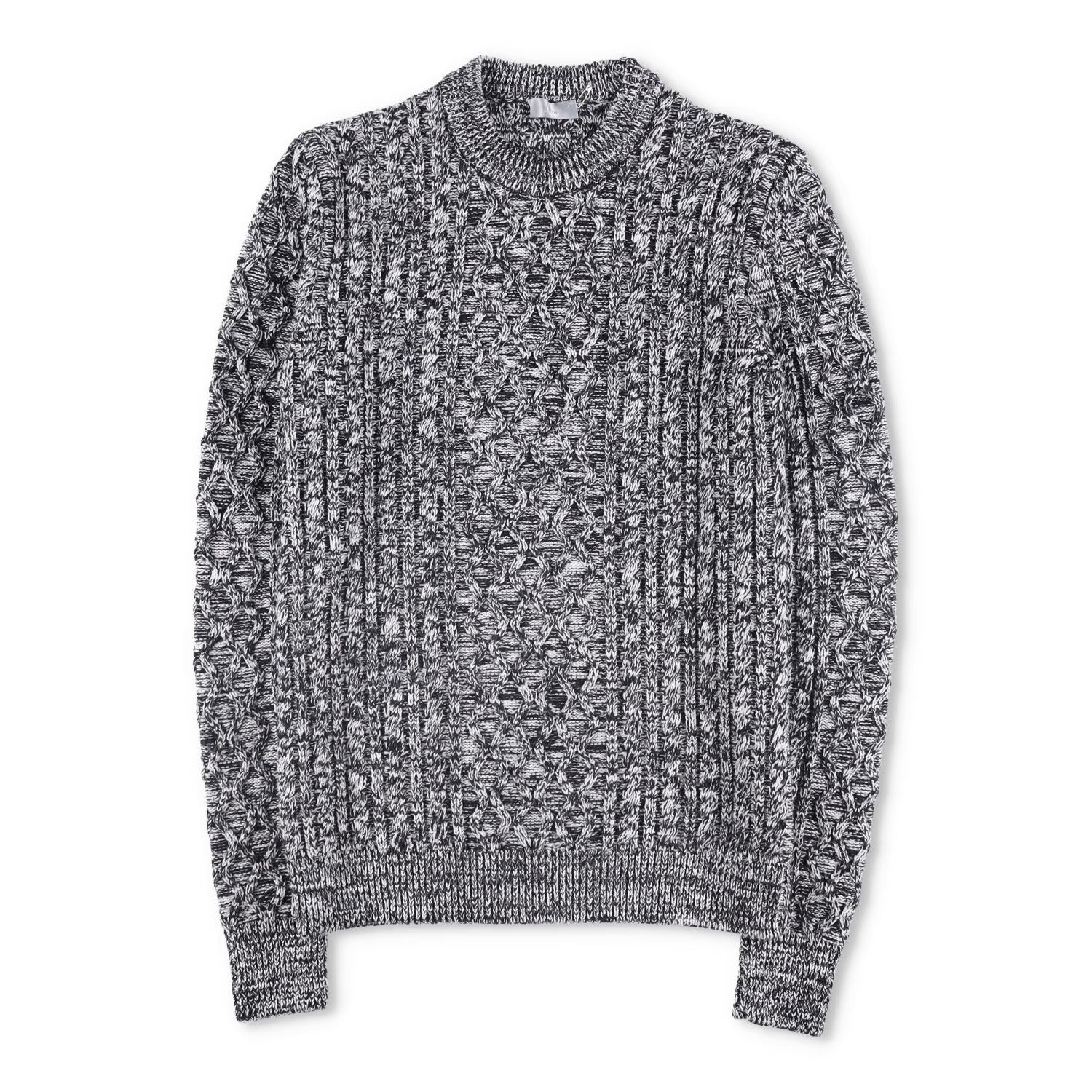 DIOR Womens Jumper Grey Wool Cable Knit Crew Neck Pullover Size M RRP 1500