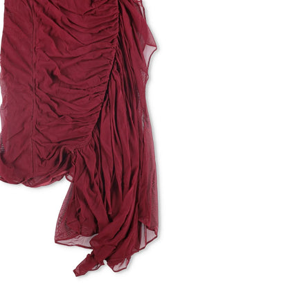 MUGLER Women Skirt Midi with Slit Asymmetric Red Ruched Knit Size 36 RRP 425 — View 4