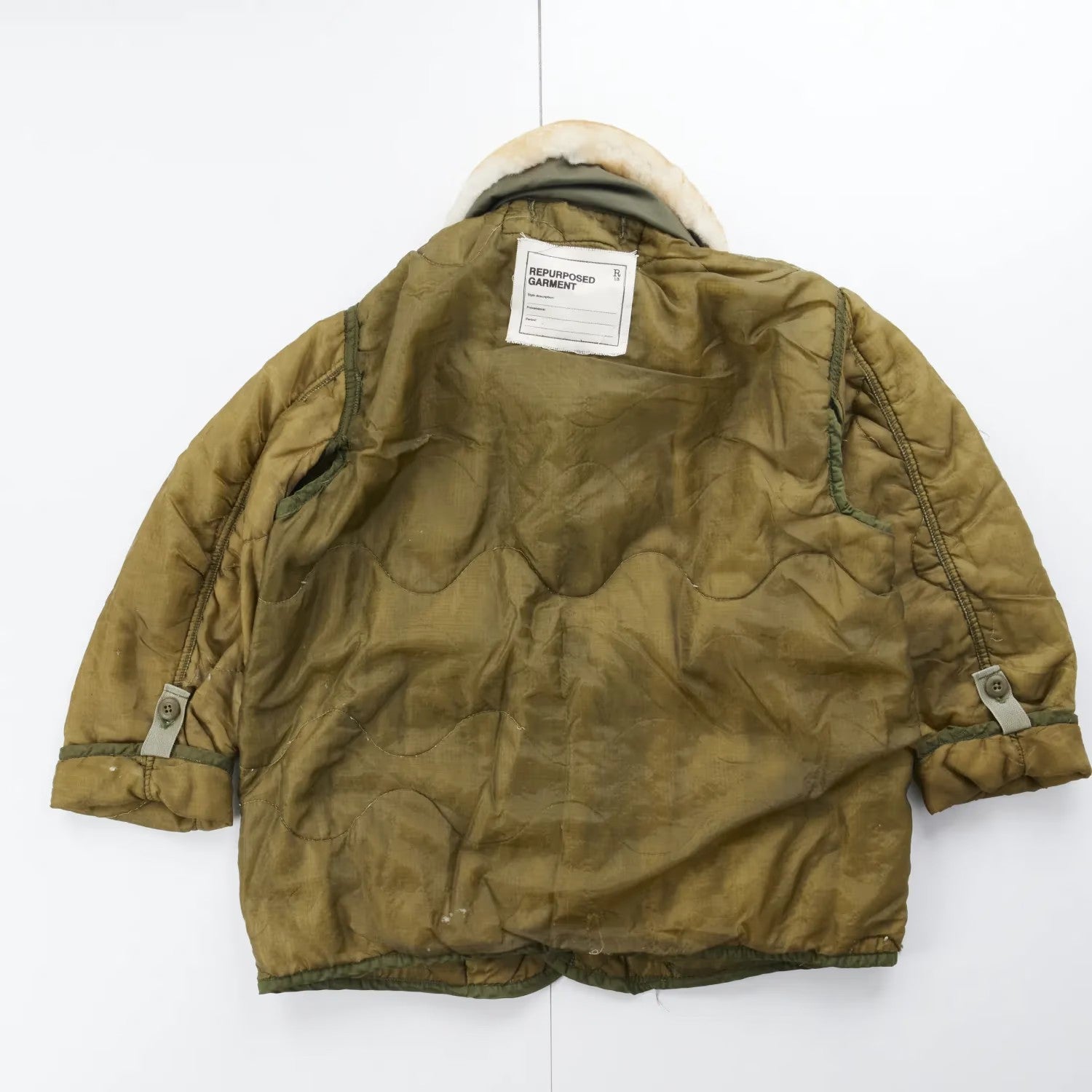 R13 Womens Refurbished Liner Jacket With Shearling Collar Green Quilted S RRP750 — View 8