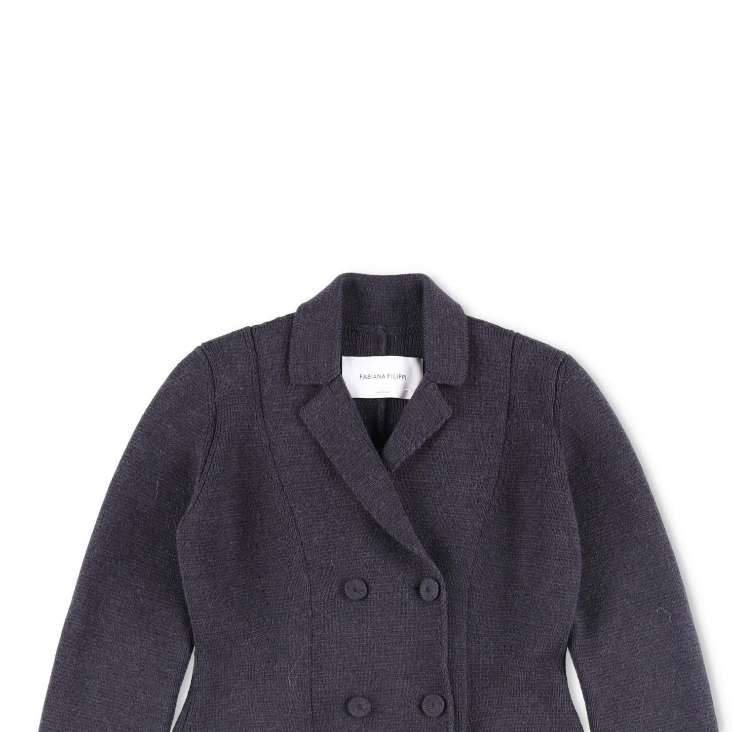 FABIANA FILIPPI Womens Blazer Wool Grey Double Breasted Pockets Size 8 RRP 600 — View 2