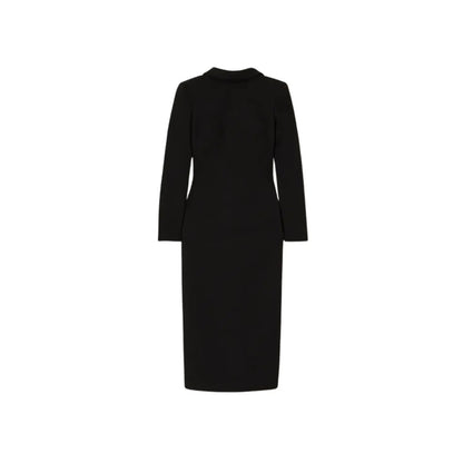 Valentino Womens Midi Dress Black Zip Long Sleeve Round Neck Size 38 RRP 1800