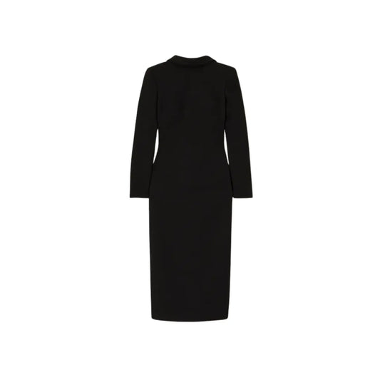 Valentino Womens Midi Dress Black Zip Long Sleeve Round Neck Size 38 RRP 1800
