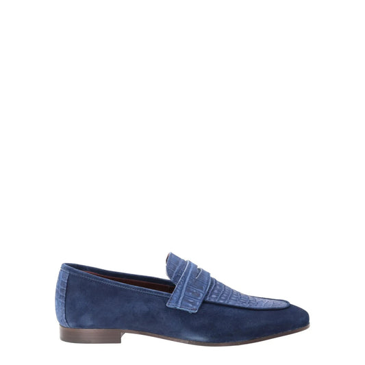 BOUGEOTTE Mens Slip On Loafers Suede Leather Almond Toe Blue UK 7 RRP 1955