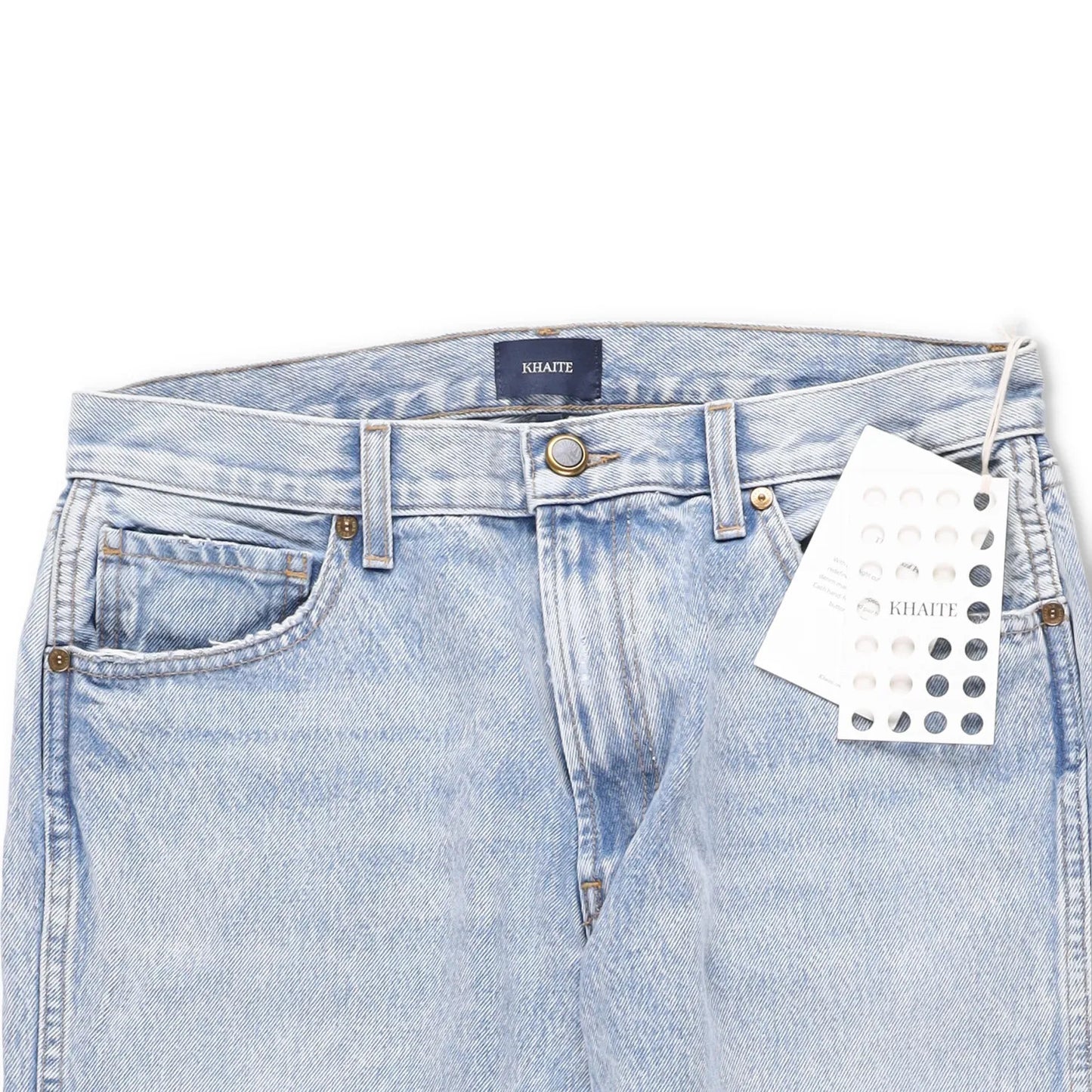 KHAITE Womens Straight Denim Jeans Light Wash Blue Button Comfort Size 28 RRP450 — View 5