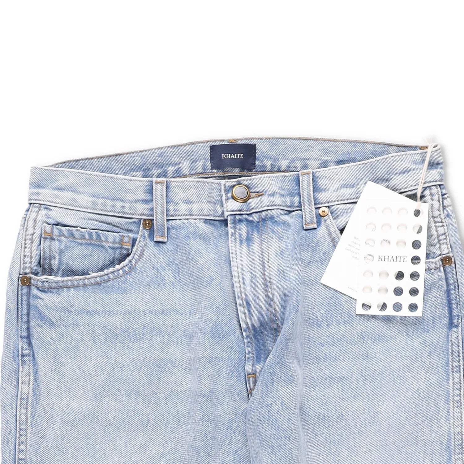 KHAITE Womens Straight Denim Jeans Light Wash Blue Button Comfort Size 28 RRP450 — View 5