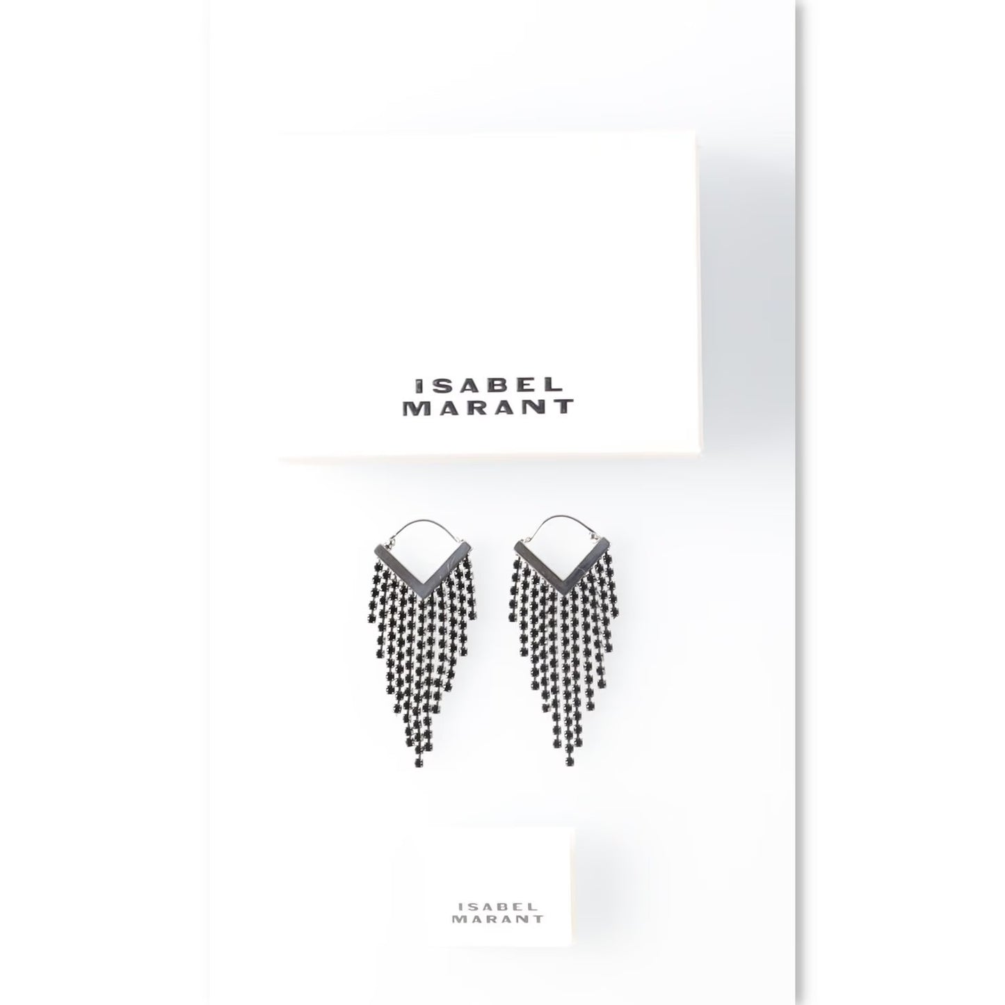 ISABEL MARANT Womens Silver Crystal Tri Drop Earrings One Size RRP 295 — View 4