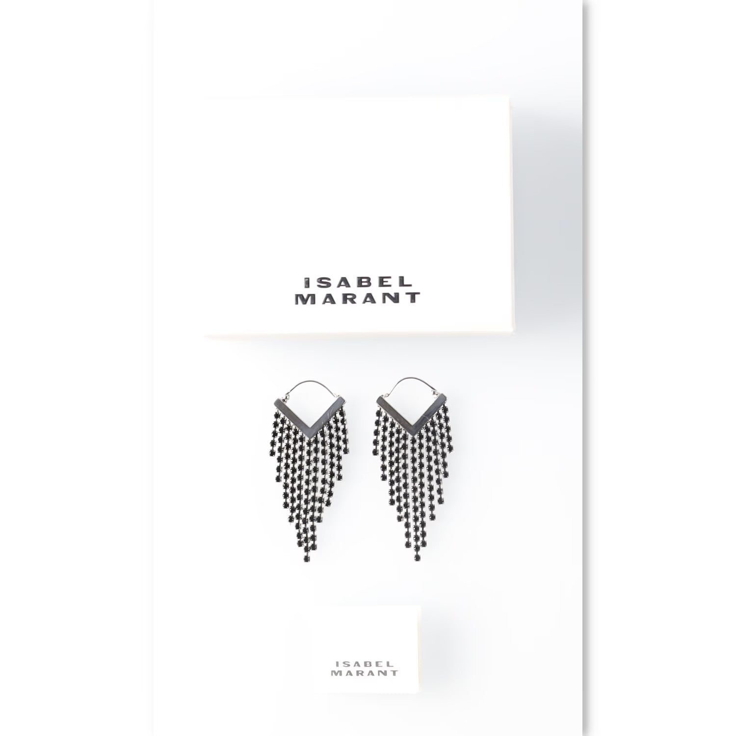 ISABEL MARANT Womens Silver Crystal Tri Drop Earrings One Size RRP 295 — View 4