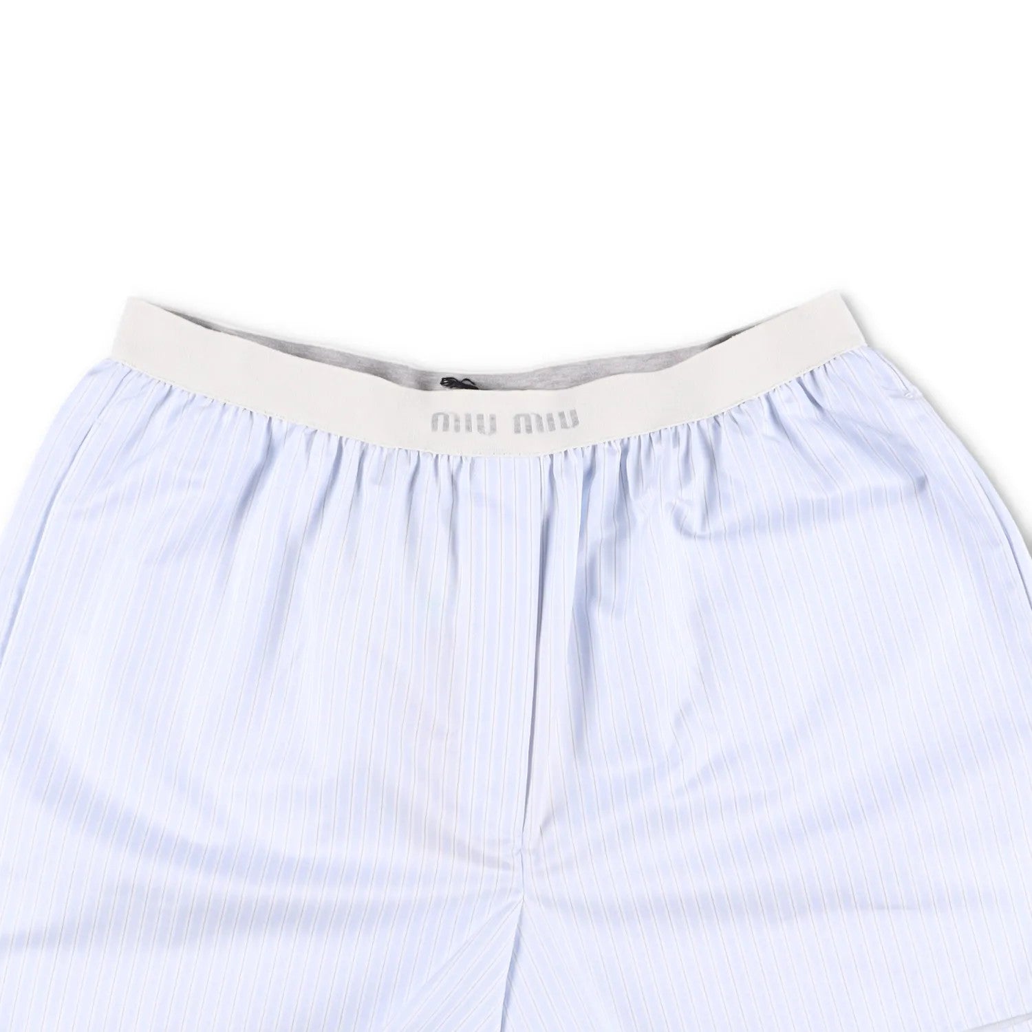 MIU MIU Womens Shorts Cotton Striped Blue White Flat Front Size 1 RRP 1050 — View 2