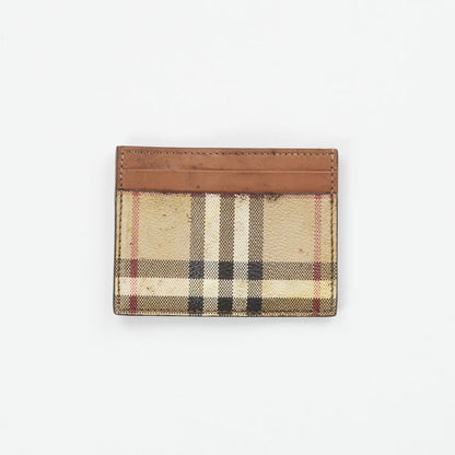 BURBERRY Womens Sandon Card Holer Check Pattern Beige Leather One Size RRP 180