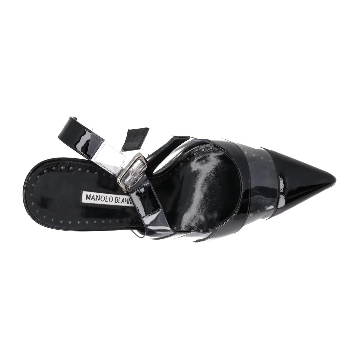 MANOLO BLAHNIK Uxra 105 Black Leather Point Toe Slingback Heel Pumps UK7 RRP960 — View 7