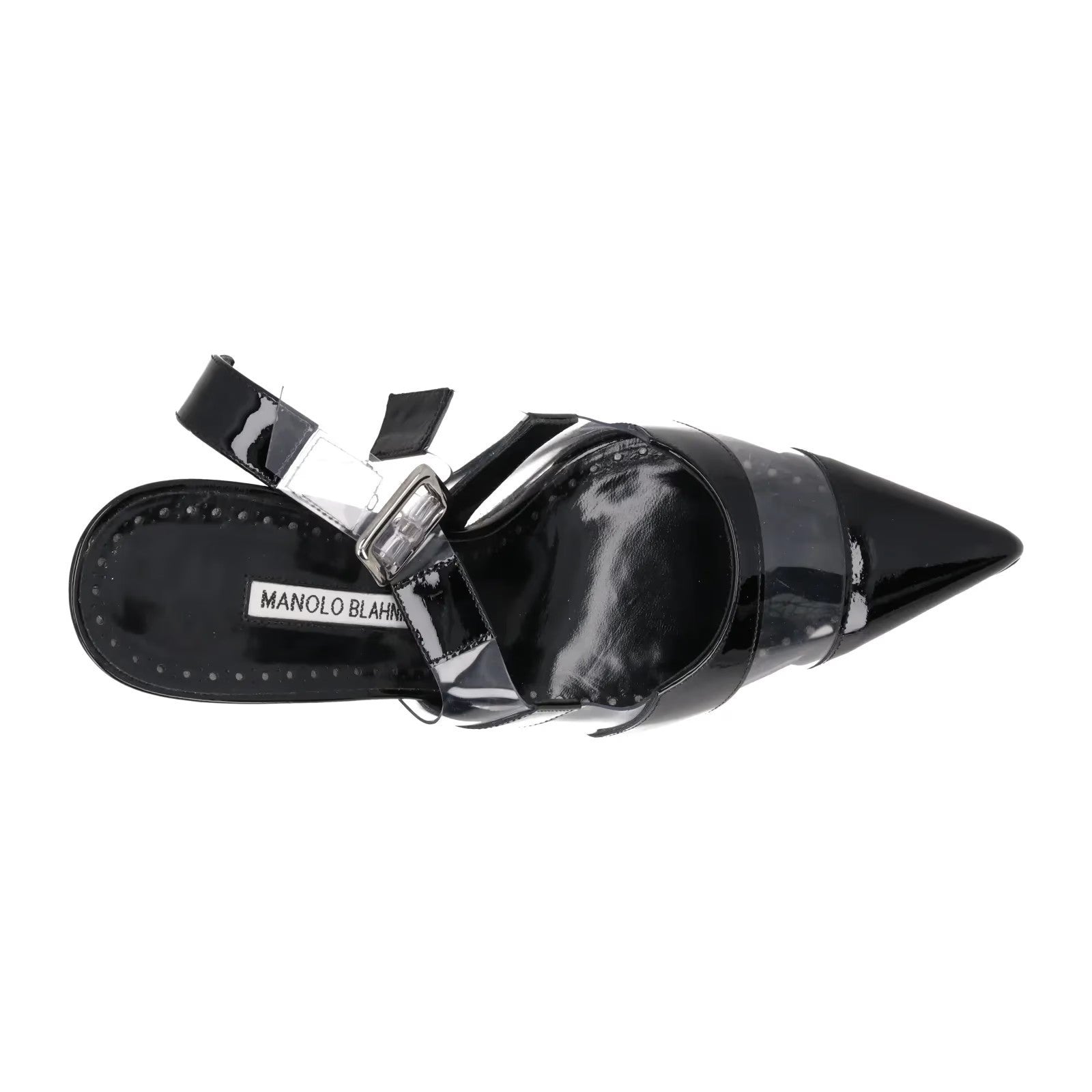 MANOLO BLAHNIK Uxra 105 Black Leather Point Toe Slingback Heel Pumps UK7 RRP960 — View 7