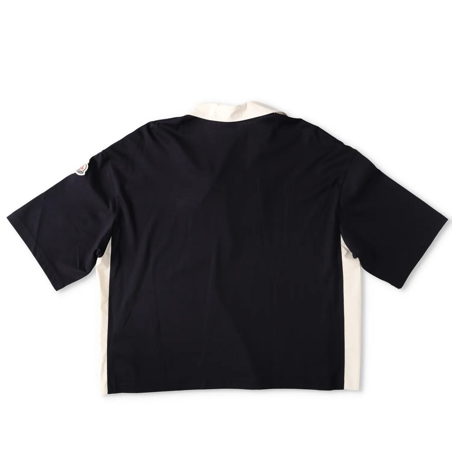 MONCLER Womens Polo W Logo Badge On Short Sleeve Collared Black White L RRP 330 — View 10