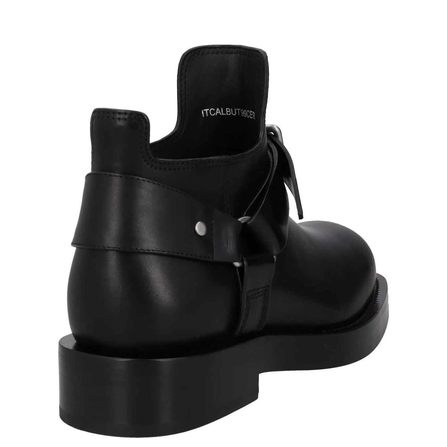 BURBERRY Mens Saddle Mini Ankle Boot Black Leather Buckle Round Toe UK10 RRP1390 — View 6
