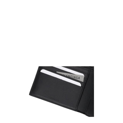 BALENCIAGA Mens Wallet Folding Logo Accent Black Leather One Size RRP 375 — View 5