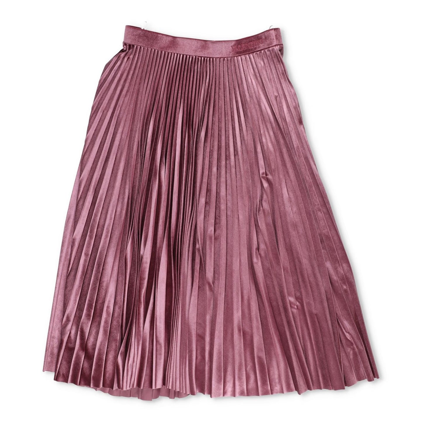 VALENTINO Womens Midi Skirt Satin Pleated Pink Shiny Polyester Blend M RRP 1450