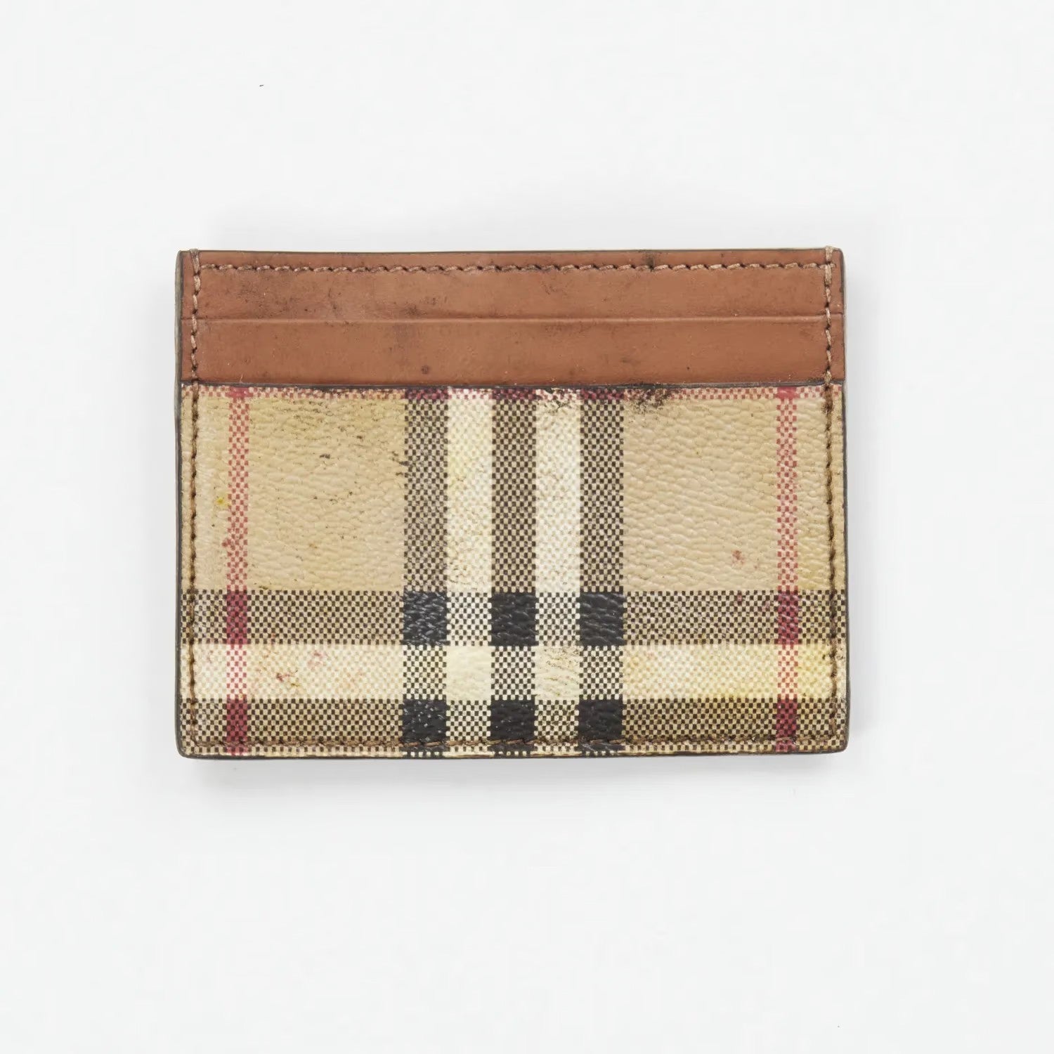 BURBERRY Womens Sandon Card Holer Check Pattern Beige Leather One Size RRP 180 — View 3