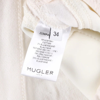 MUGLER Womens Skinny Jeans High Waist Tonal Inserts Split Hem White 34 RRP 575 — View 8