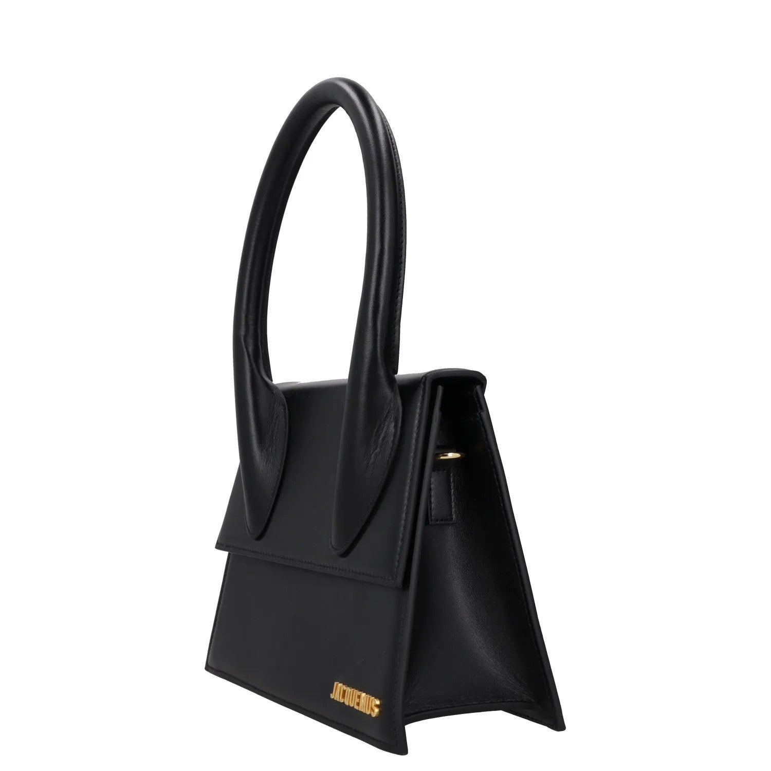JACQUEMUS Womens Top Handle Bag Black Leather Flap Closure Gold Logo OS RRP 640 — View 2