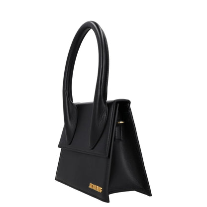 JACQUEMUS Womens Top Handle Bag Black Leather Flap Closure Gold Logo OS RRP 640 — View 2