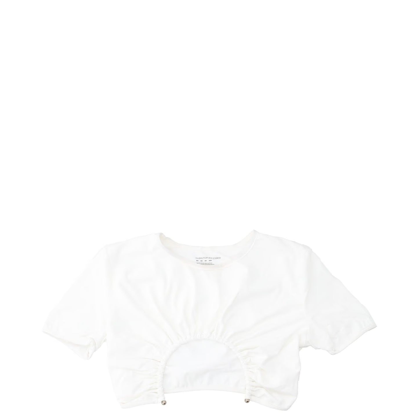 CHRISTOPHER ESBER Womens U Prong Bikini Top Short Sleeve Crew White UK 8 RRP 150
