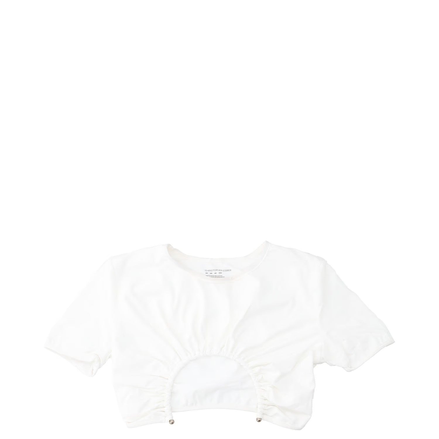 CHRISTOPHER ESBER Womens U Prong Bikini Top Short Sleeve Crew White UK 8 RRP 150