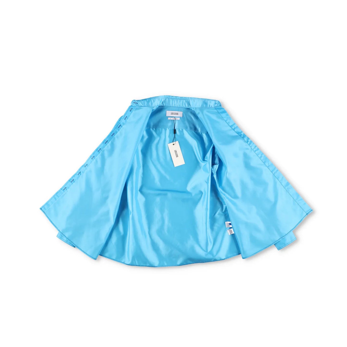 CHRISTOPHER JOHN ROGERS Women Tie Back Satin Shirt Azure Button-Up M RRP1030 — View 6
