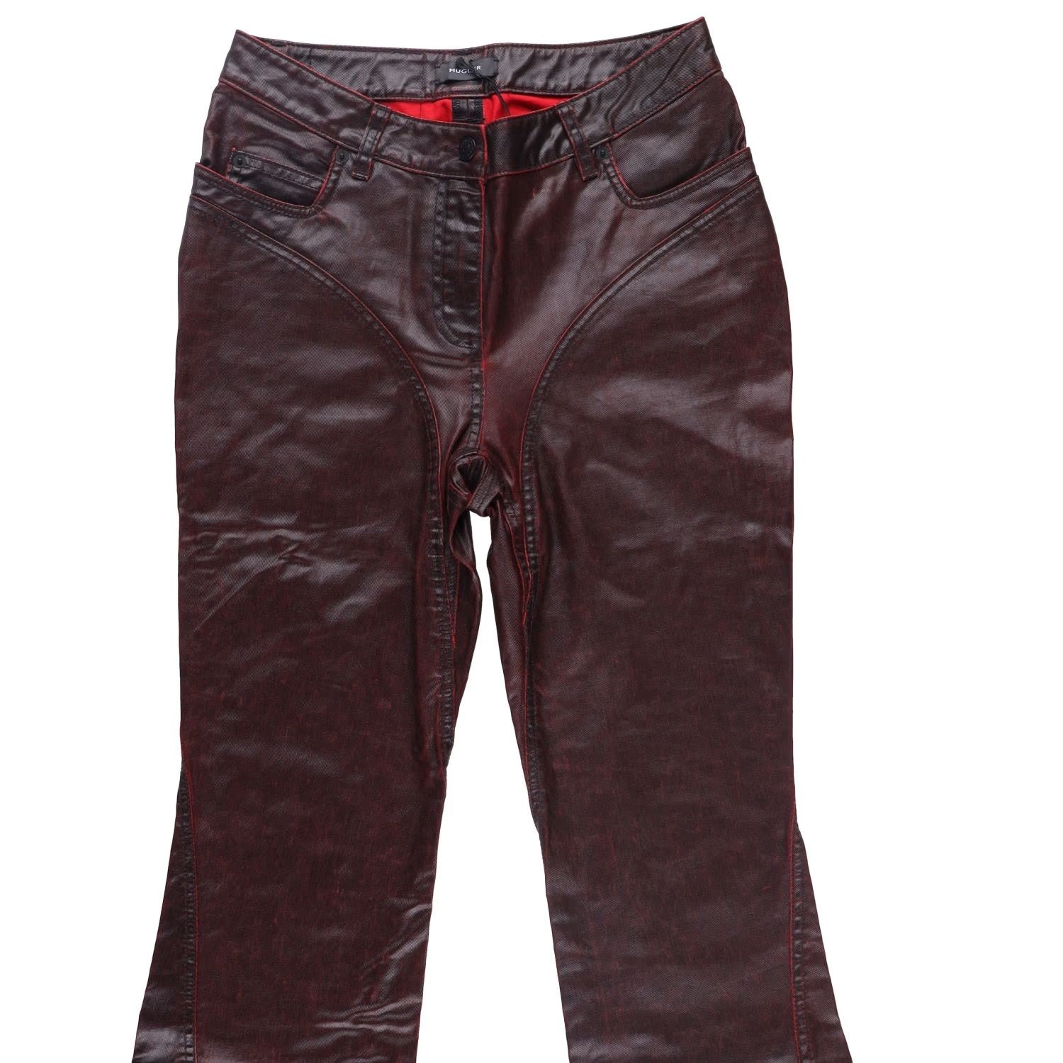 MUGLER Womens Jeans Flared Leg Denim Burgundy High Rise Size 40 RRP 770 — View 7