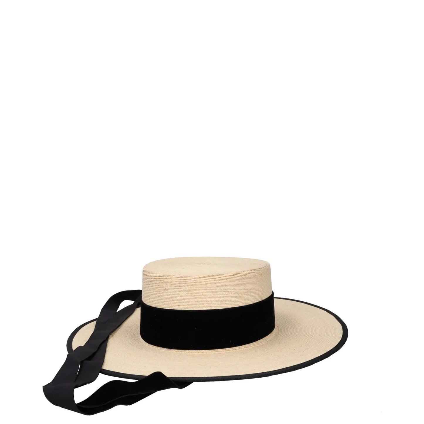 ELIURPI Womens Hat Beige Straw Boater Hat Black Strap Summer Size M RRP 300 — View 2
