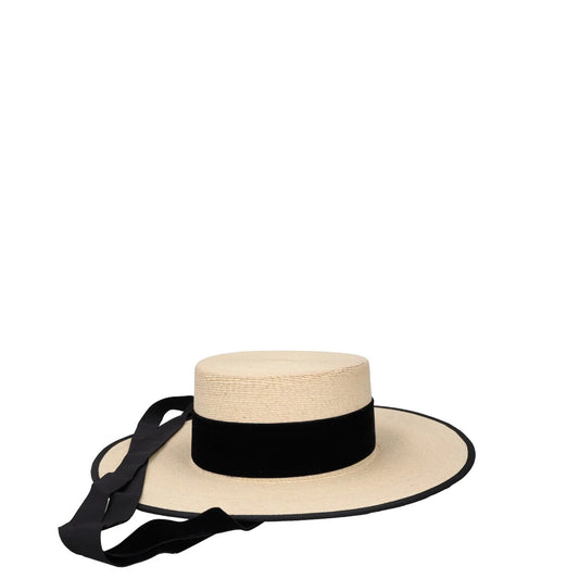 ELIURPI Womens Hat Beige Straw Boater Hat Black Strap Summer Size M RRP 300 — View 2