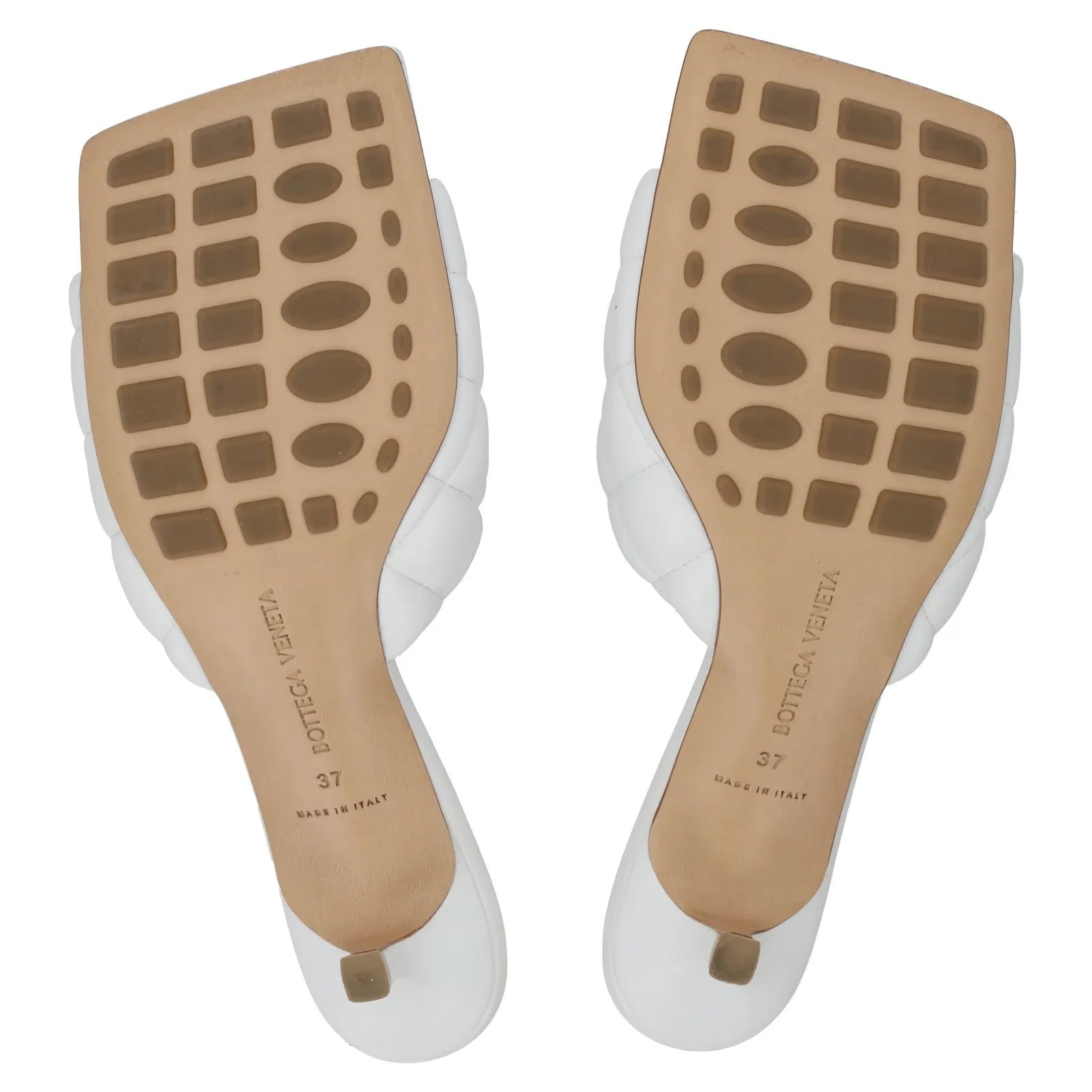 BOTTEGA VENETA Womens Mule Mid Heel Leather Quilted Square Toe White EU34 RRP810 — View 9