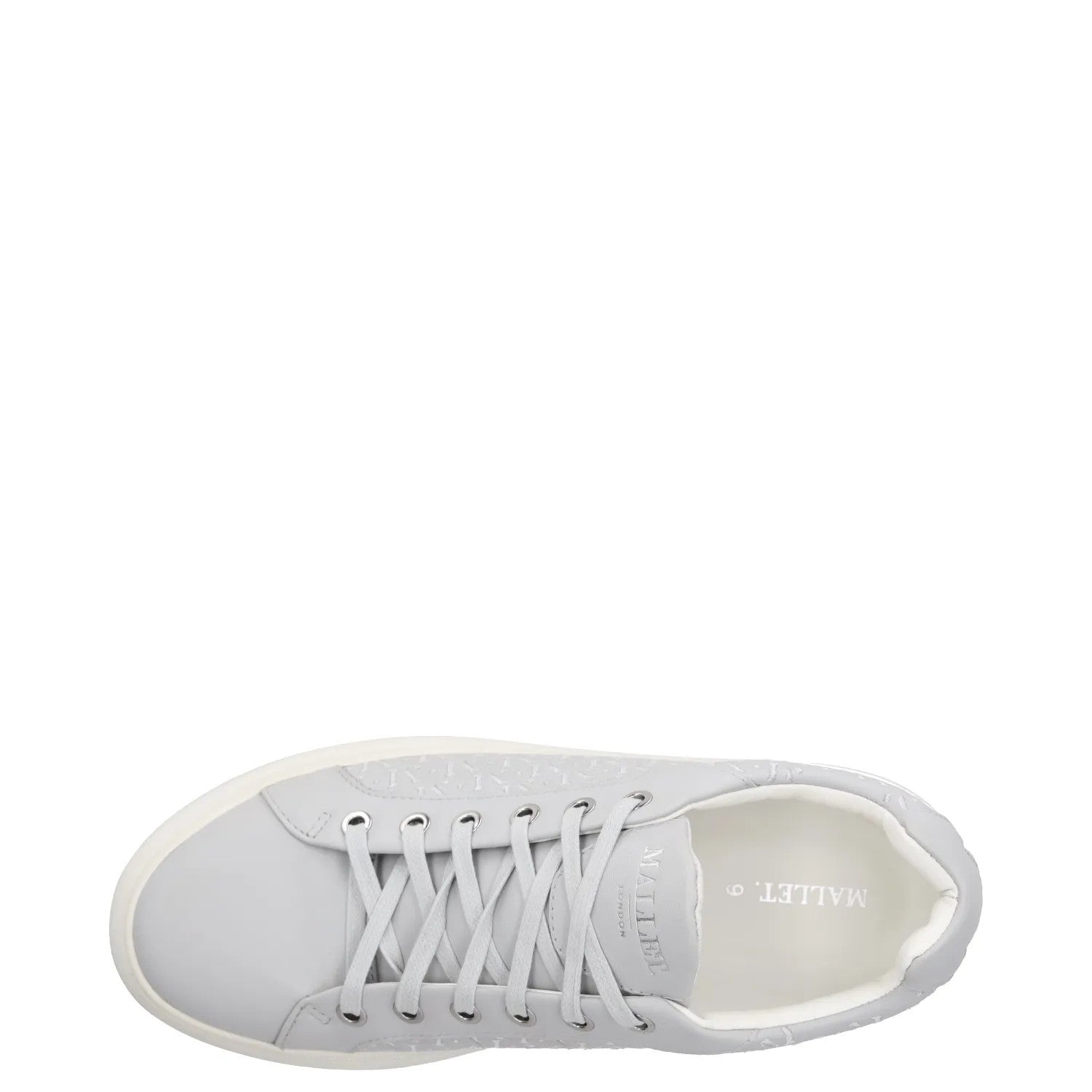 MALLET Mens Trainers Grey Leather Low Top Lace Up White Sole UK 6 RRP 185 — View 7