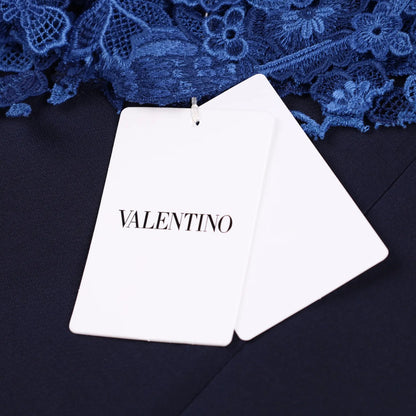 Valentino Womens Dress Mini Blue Lace Zip Round Neck 3/4 Bell Sleeve 38 RRP 1800 — View 7