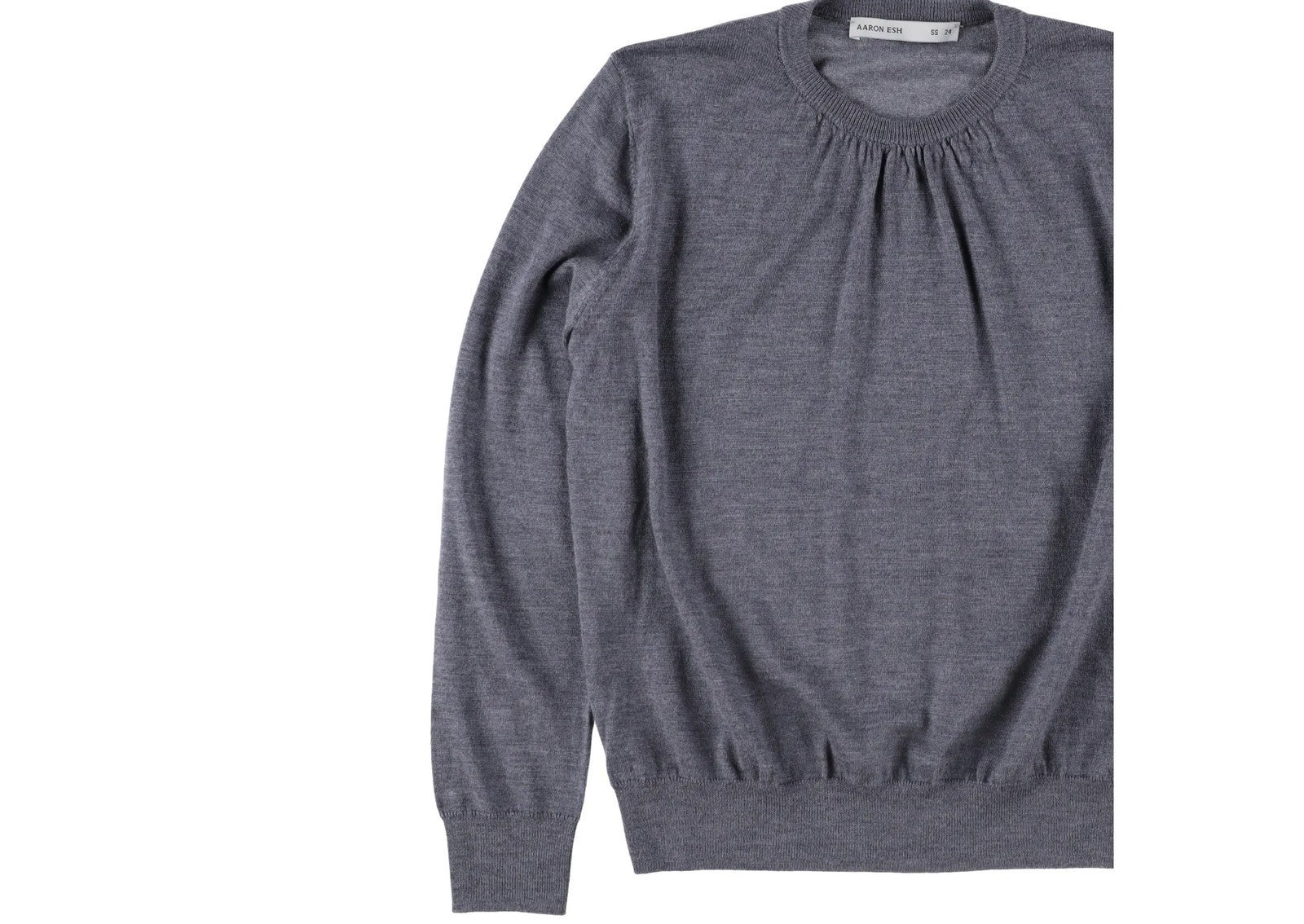 AARON ESH Mens Ruched Neck Crewneck Jumper Grey Long Sleeve Size 24 RRP 260 — View 4