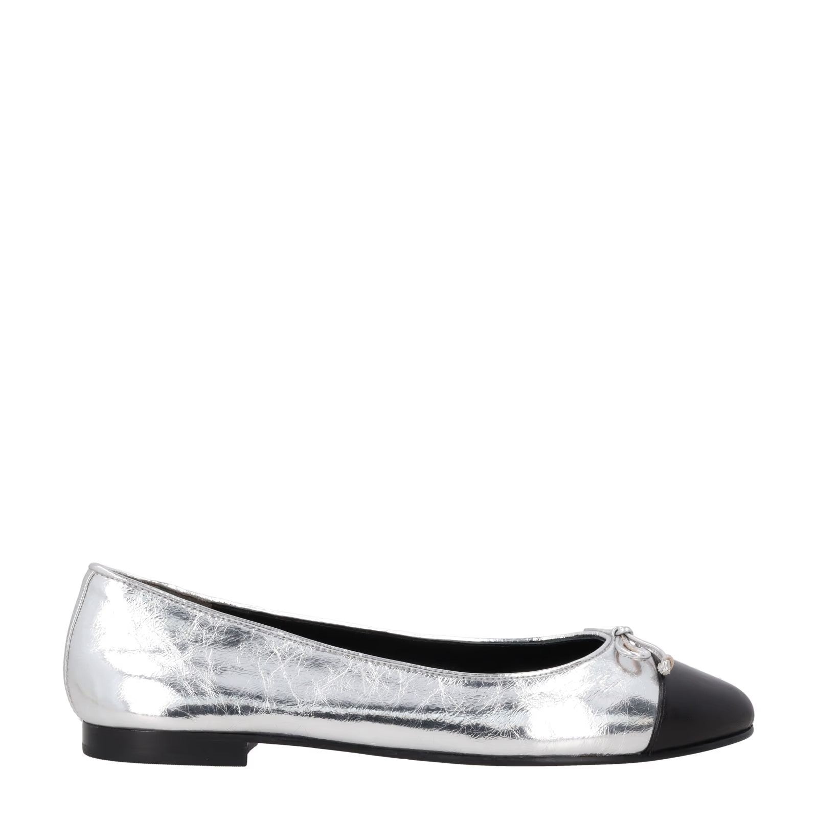 TORY BURCH Womens Silver Leather Ballet Flats Bow Accent Slip On US 9 RRP 260
