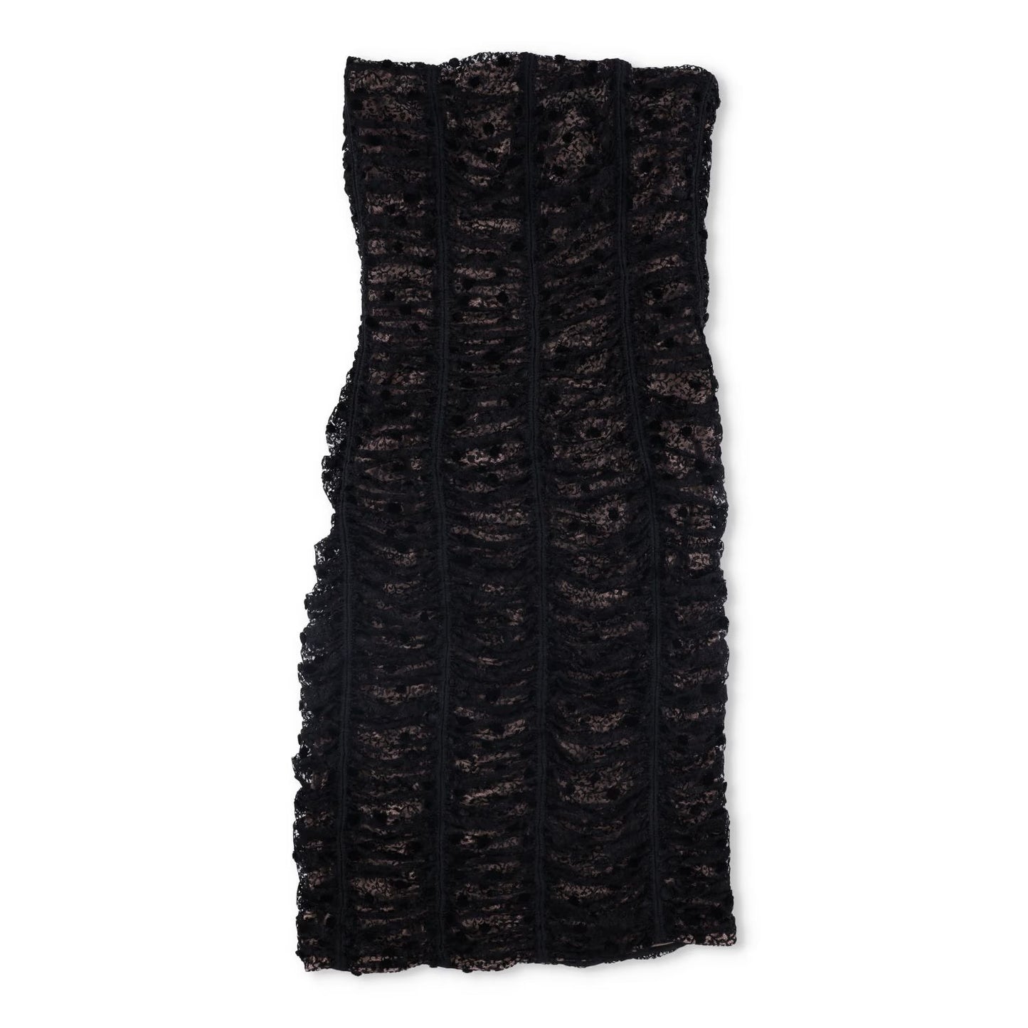 BALENCIAGA Womens Midi Dress Black Viscose Lace Strapless Size 38 RRP 800