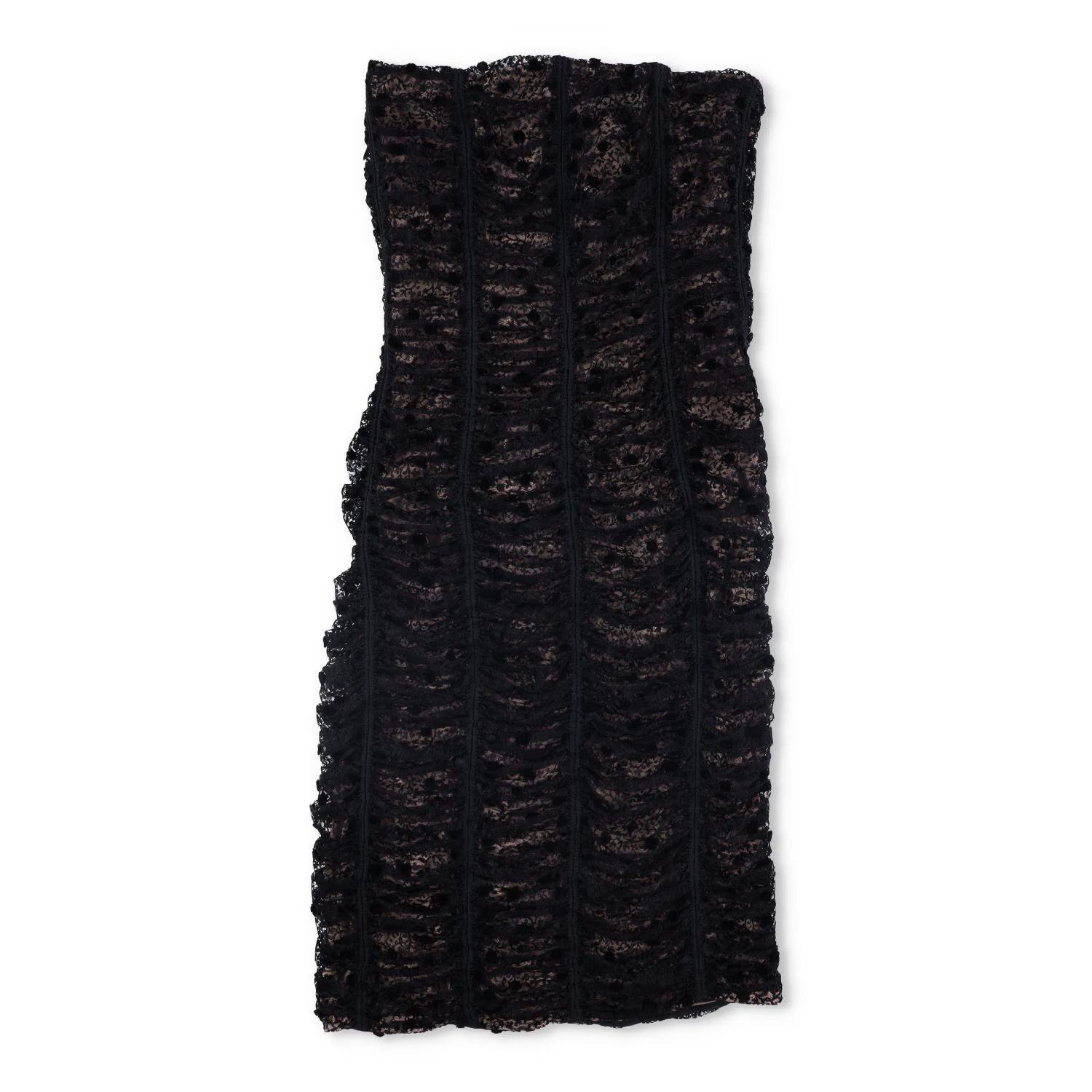 BALENCIAGA Womens Midi Dress Black Viscose Lace Strapless Size 38 RRP 800