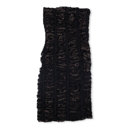 BALENCIAGA Womens Midi Dress Black Viscose Lace Strapless Size 38 RRP 800